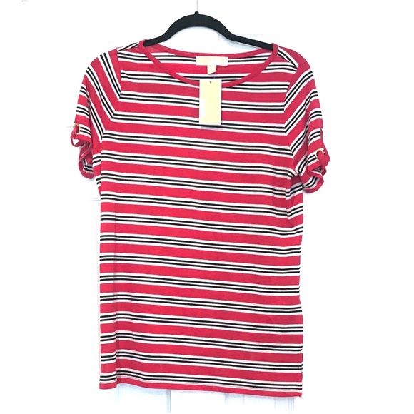 Michael Kors Tops Nwt Michale Kors Womens Pink Striped Tee Shirt